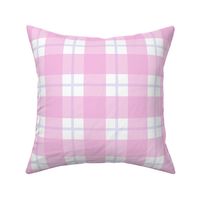 Large scale pink and lilac plaid - pink gingham with narrow lavender stripe - 12  inch repeat