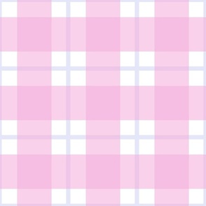 Large scale pink and lilac plaid - pink gingham with narrow lavender stripe - 12  inch repeat