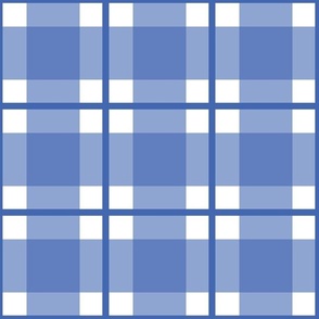 Large royal blue plaid - royal blue gingham with narrow darker stripe - 12 inch repeat