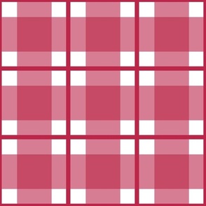 Large scale Viva Magenta plaid - Viva Magenta gingham with narrow darker stripe - 12 inch repeat