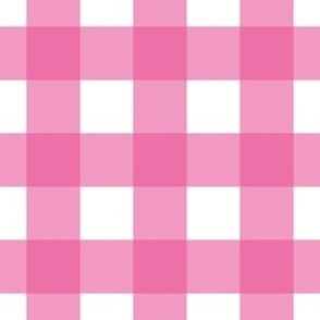 Medium scale deep Pink Gingham - deep Pink and White check - 6 inch repeat