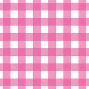 Small scale deep Pink Gingham - deep Pink and White check - 3 inch repeat