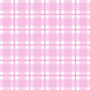 Small scale Pink Plaid - Pink and White gingham check with narrow darker stripe - 3 inch repeat