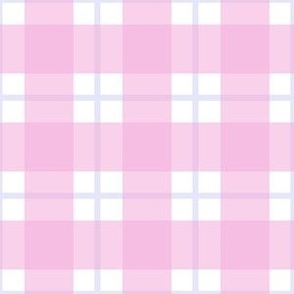 Medium pink and lilac plaid - pink gingham with narrow lavender stripe - 6 inch repeat