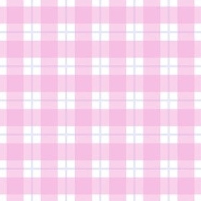 Small pink and lilac plaid - pink gingham with narrow lavender stripe - 3 inch repeat