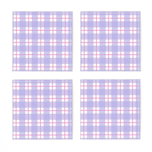 Medium lilac and lilac plaid - lilac gingham with pink stripe - 6 inch repeat