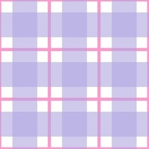 Medium lilac and lilac plaid - lilac gingham with pink stripe - 6 inch repeat