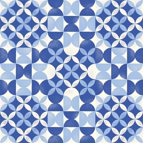 [M] Moroccan inspired modern blue block printed geometric pattern 
