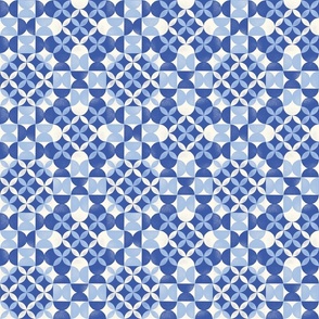 [Small]  Moroccan inspired modern blue block printed geometric pattern 