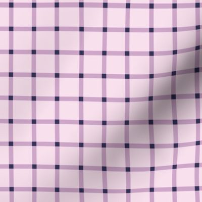 1 inch purple plaid, tartan, with lilac and navy blue, blender print