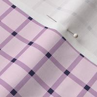 1 inch purple plaid, tartan, with lilac and navy blue, blender print
