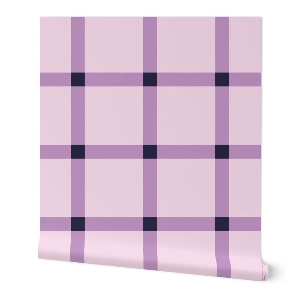 jumbo plaid in purple, lilac and navy blue for wallpaper and bedding. Vintage Autumn collection
