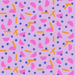 pink shapes semi circles, spots and rectangles