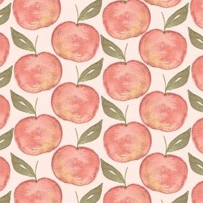 Watercolor apples on light pink  for fall and winter apparel. boho watercolor apple harvest for kids