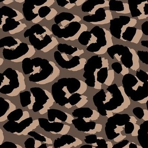 Dizzy wild spots - African animal print textures soft beige black on latte brown seventies palette