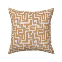 African vibes - abstract freehand maze geometric texture cinnamon on ivory