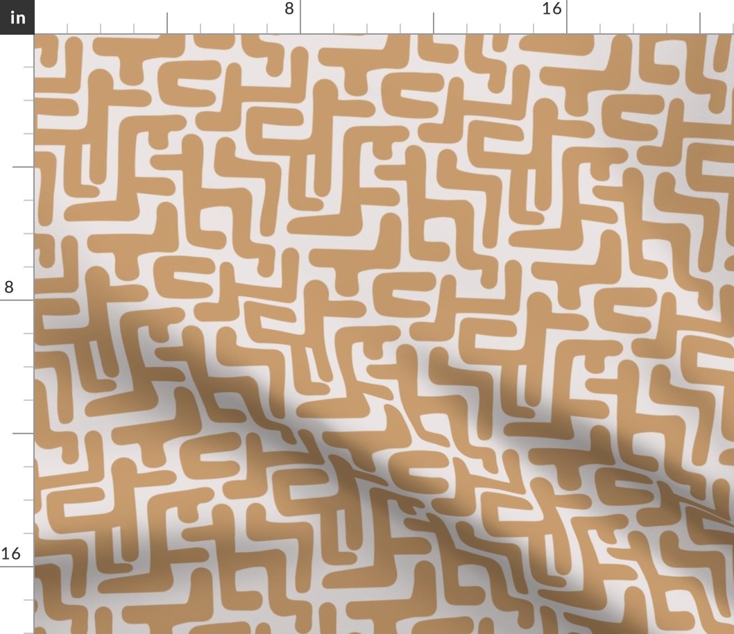 African vibes - abstract freehand maze geometric texture cinnamon on ivory