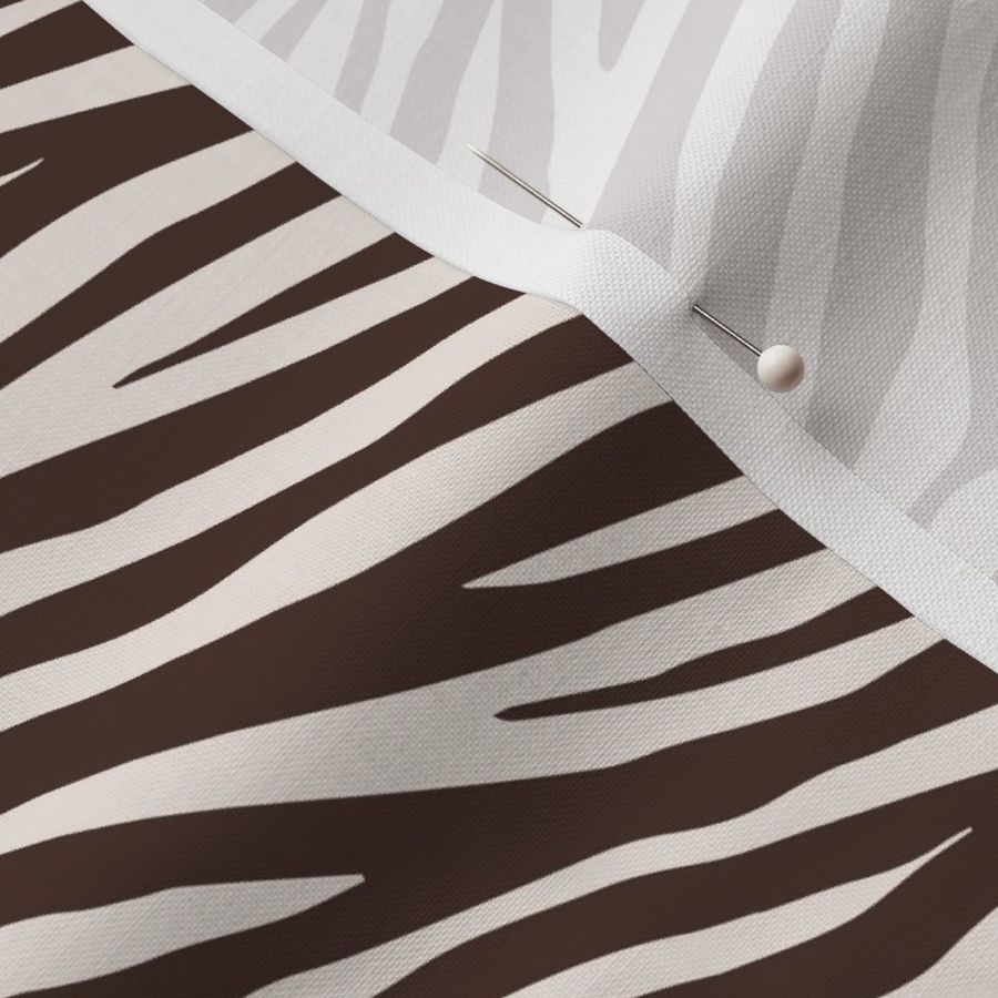 African Vibes - Abstract zebra stripes in chocolate brown on ivory