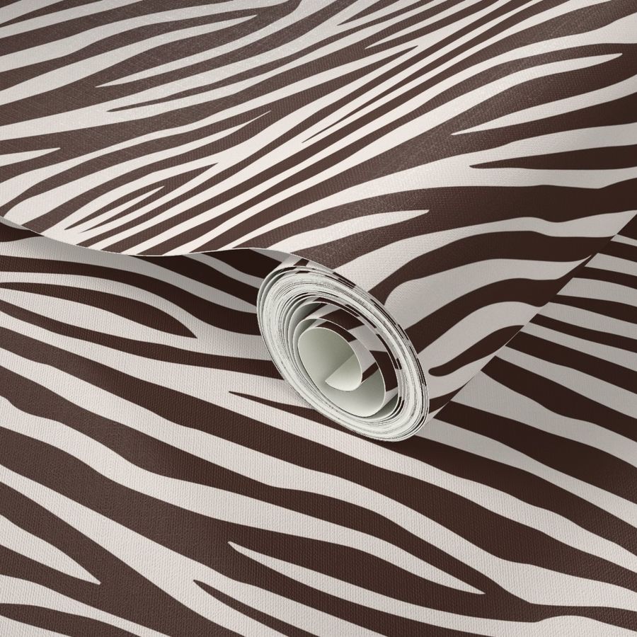 African Vibes - Abstract zebra stripes in chocolate brown on ivory