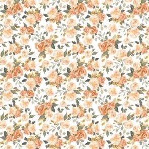 2.5 inch fall floral in pink, orange and white, small scale floral for bows, baby, nursery and dolls.