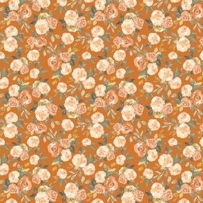 2.5 inch peach and orange fall floral, watercolor roses for baby, nursery and kids clothing