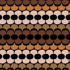 Simple african texture - geometric textile repeat abstract shapes and circles ochre chocolate mustard on black