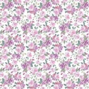 2.5 inch spring floral with purple watercolor flowers, for bows, headbands, girls, tiny ditsy floral