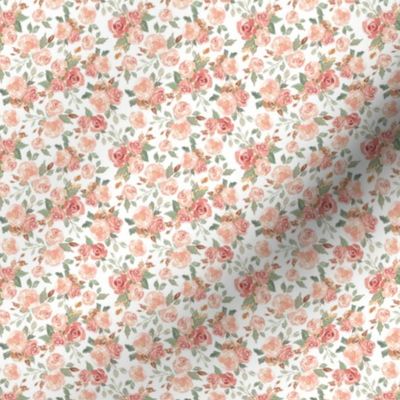 2.5 inch sweet feminine ditsy floral for baby, nursery, girls apparel and bows. A spring floral in pink on white