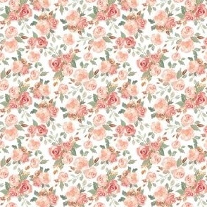 2.5 inch sweet feminine ditsy floral for baby, nursery, girls apparel and bows. A spring floral in pink on white