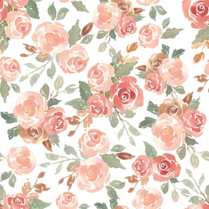 jumbo scale watercolor roses for duvets, wallpaper and home decor. A lovely as a spring floral or fall floral.