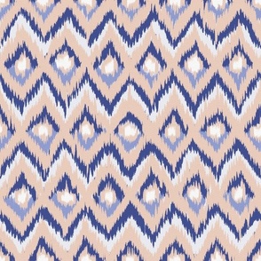  ikat chevron | neutral beige and indigo blue