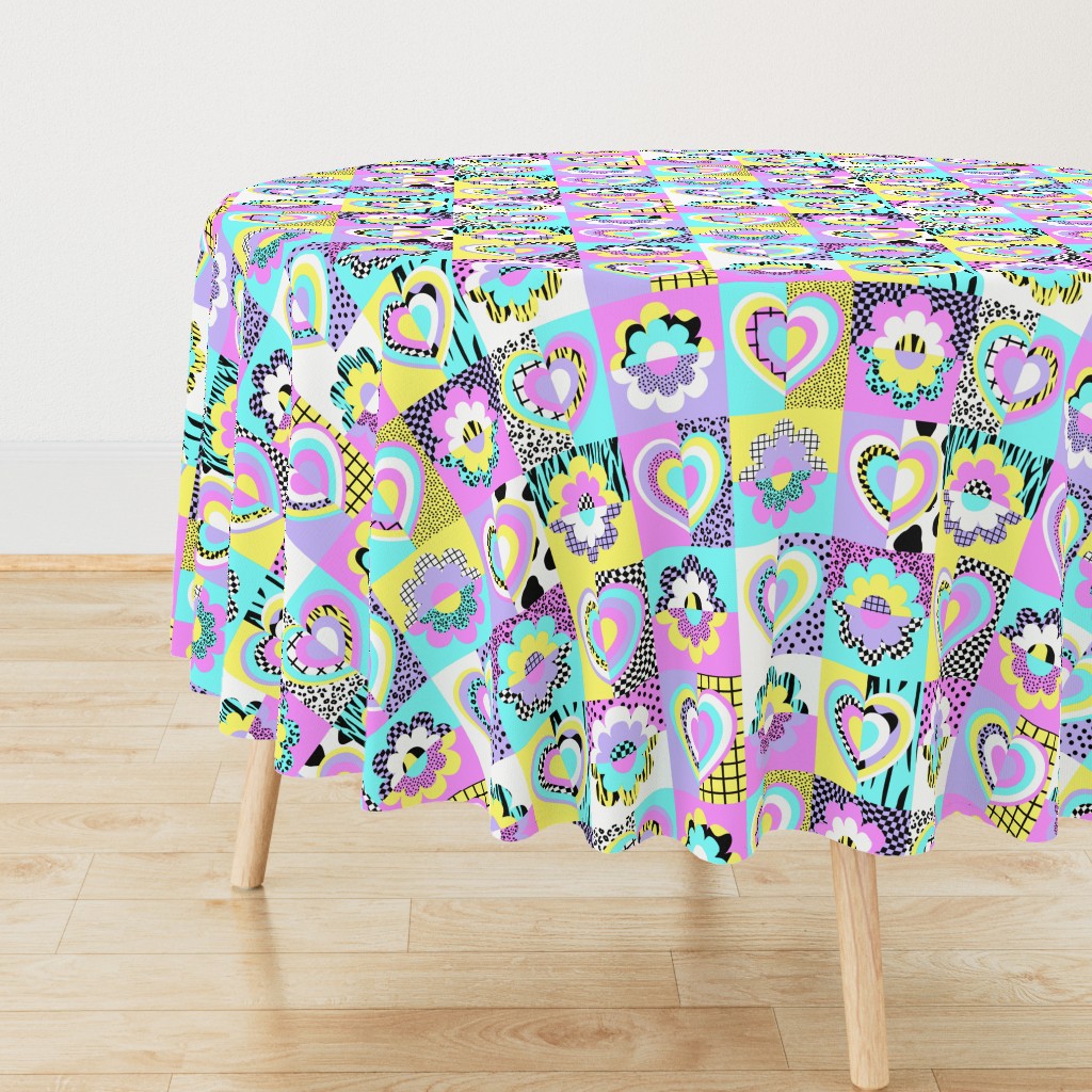 RETRO FLORAL HEART-PATCHWORK-PASTEL