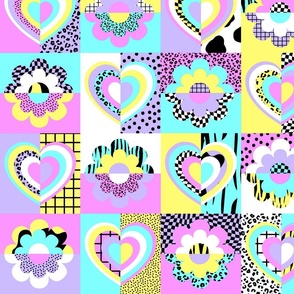 RETRO FLORAL HEART-PATCHWORK-PASTEL