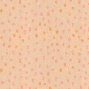 Small scale pink drops with a marbled texture on a sepia vintage linen style background