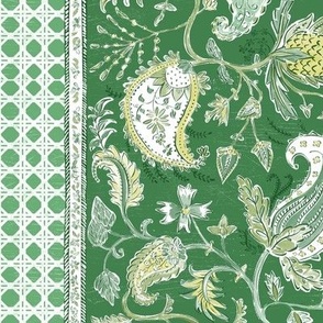 Cane Garden Paisley - green - 12 inch repeat