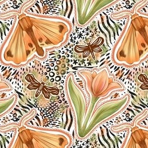 Moths, flowers and abstract animal skin. Pattern Clash - Small scale