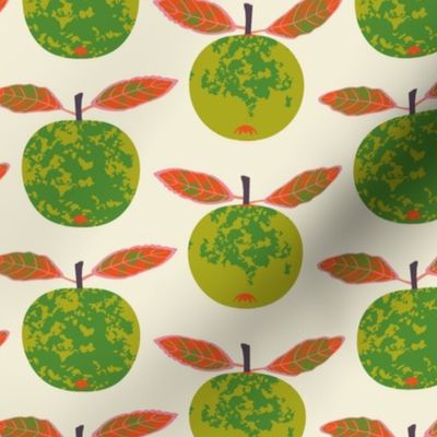 Green apples  - A funky bright apple fruit design in pinks, reds and greens, also available in another colorway and as a tea towel.