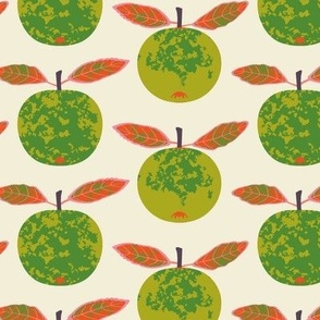 Green apples  - A funky bright apple fruit design in pinks, reds and greens, also available in another colorway and as a tea towel.