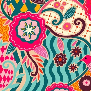 maximalism floral pattern clash // pink // large