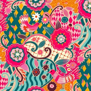 maximalism floral pattern clash // pink // medium
