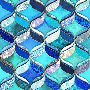 Pattern Clash Ribbon Ogees in Turquoise and Cobalt