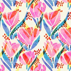 Pop art watercolor abstract tulips