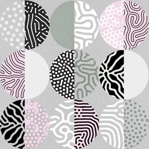 Mid Mod Maximalist Pattern Clash in grey, pink & sage green