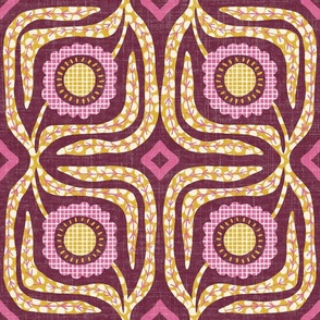cosima - pattern clash - maroon with yello/bright pink
