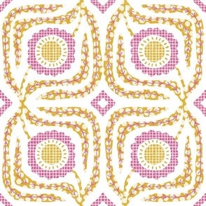 cosima - pattern clash - white with bright pinks and yellows