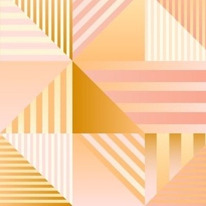 retro triangles and stripes in mustard and pink