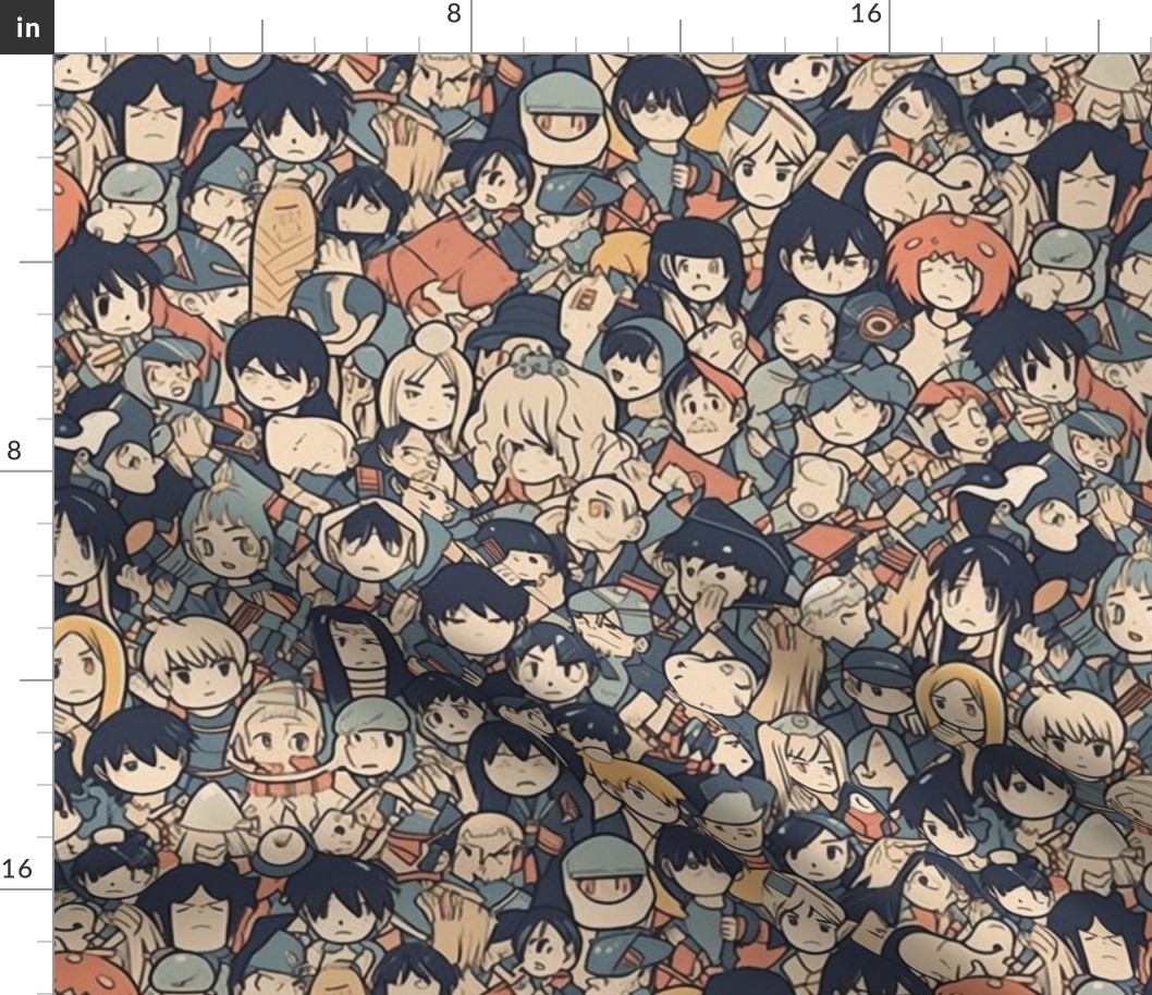 anime faces in a crowd