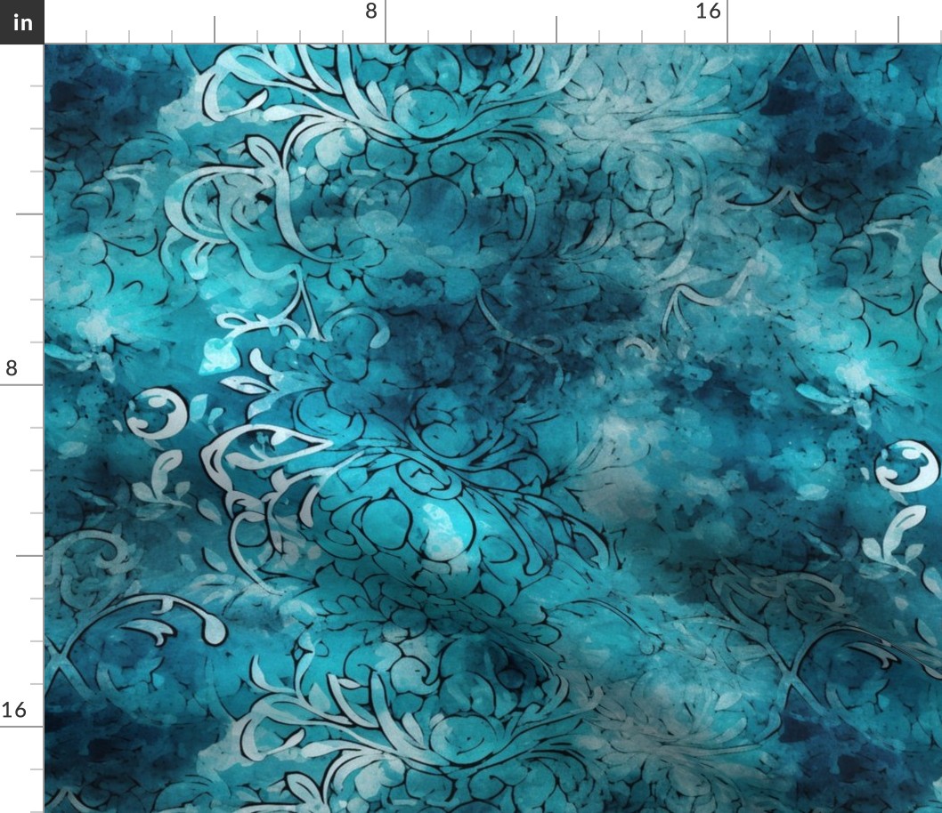 blue grunge abstract botanical texture
