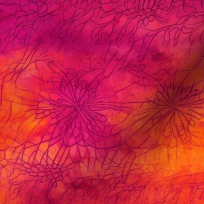 magenta and orange grunge floral texture