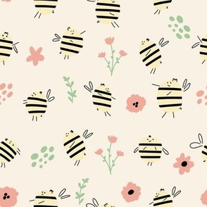bee with flowers 8x8 beepat